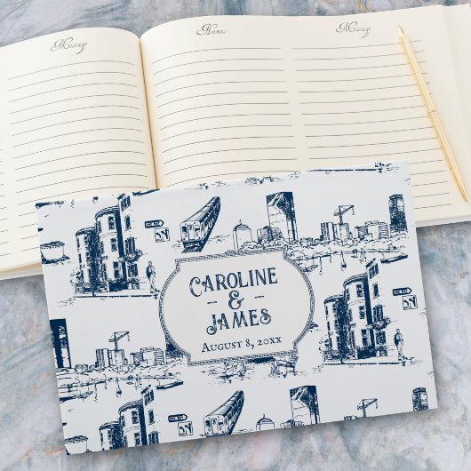 Boston Toile Marine gepersonaliseerd bruiloft gast Gastenboek
