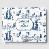 Boston Toile Marine gepersonaliseerd bruiloft gast Gastenboek (Voorkant)