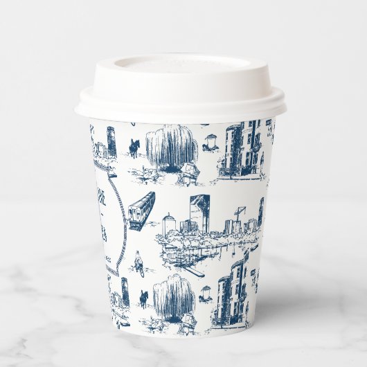 Boston Toile Marine gepersonaliseerde bruiloft pap Papieren Bekers (Links)
