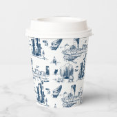 Boston Toile Marine gepersonaliseerde bruiloft pap Papieren Bekers (Achterkant)