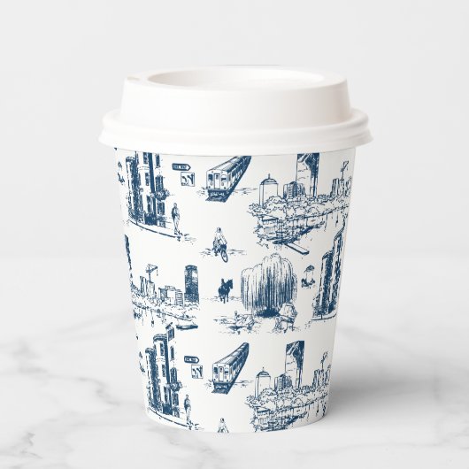 Boston Toile Marine gepersonaliseerde bruiloft pap Papieren Bekers (Achterkant)