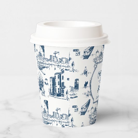 Boston Toile Marine gepersonaliseerde bruiloft pap Papieren Bekers (Rechts)