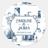 Boston Toile Marine Huwelijkspersoonlijke sticker  (Voorkant)