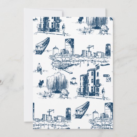 Boston Toile Navy bruiloft uitnodiging (Achterkant)