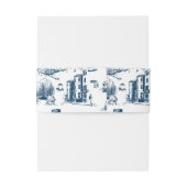 Boston Toile Navy bruiloft uitnodiging Belly Band Uitnodigingen Wikkel (Achterkant Voorbeeld)