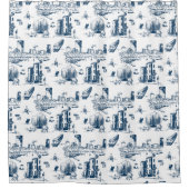 Boston Toile Navy Douchegordijn (Voorkant)