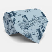 Boston Toile Navy en Blue Stropdas (Opgerold)