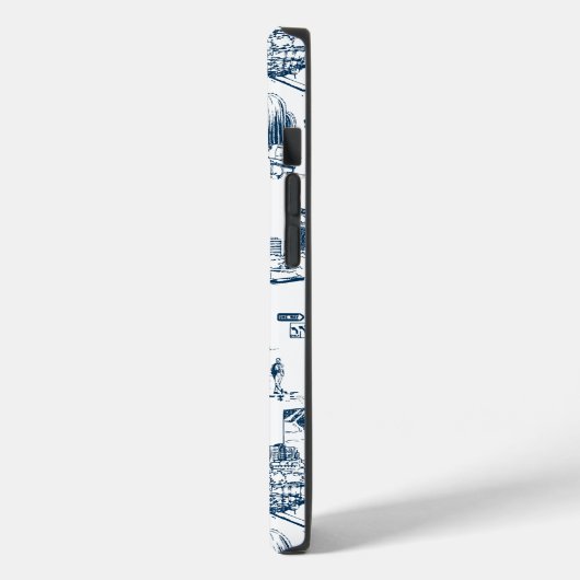 Boston Toile Navy en White Phone Case (Achterkant / Links)