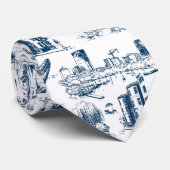 Boston Toile Navy en Witte Stropdas (Opgerold)