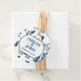 Boston Toile Navy gepersonaliseerde bruiloft gunst Bedankjes Labels