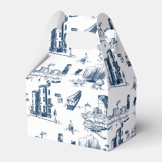 Boston Toile Navy gepersonaliseerde gunst box Bedankdoosjes (Achterkant)