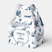 Boston Toile Navy gepersonaliseerde gunst box Bedankdoosjes (Voorkant Zijde)