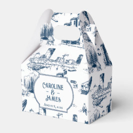 Boston Toile Navy gepersonaliseerde gunst box Bedankdoosjes