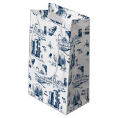 Boston Toile Navy Gift Bag Klein Cadeauzakje (Achterkant Gekanteld)