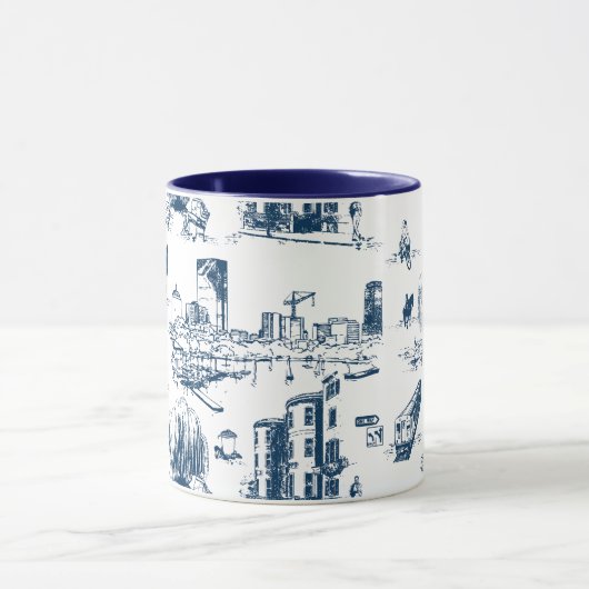 Boston Toile Navy Mok (Midden)