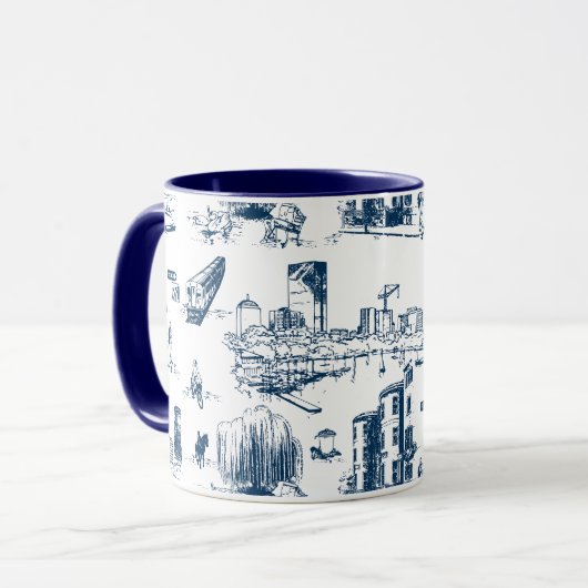 Boston Toile Navy Mok (Voorkant links)