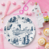 Boston Toile Navy Papieren Bordje (Feest)