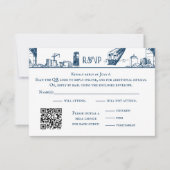 Boston Toile Navy RSVP-kaart Bedankkaart (Voorkant)