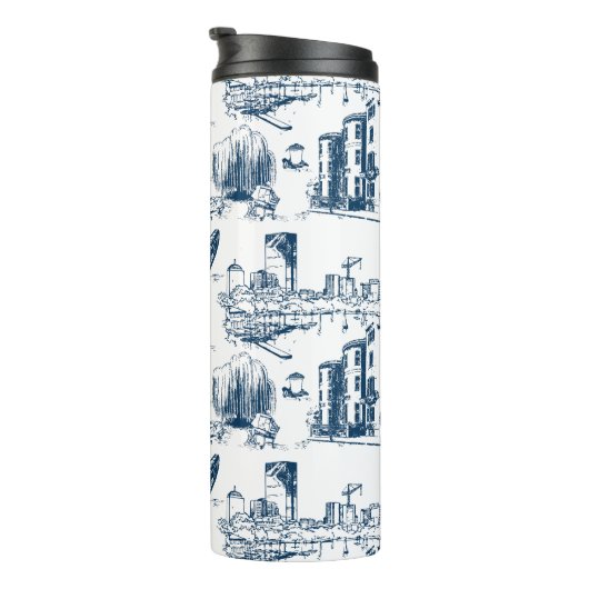 Boston Toile Navy Thermosbeker (Geroteerd rechts)