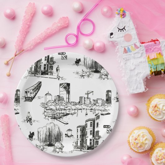 Boston Toile Papieren Bordje (Feest)