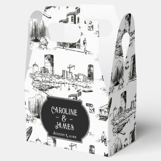 Boston Toile Personalized Favor Box Bedankdoosjes (Geopend)