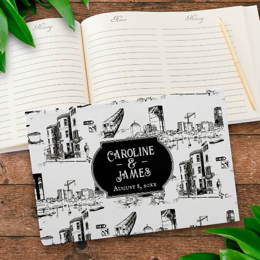 Boston Toile Personalized Weddenschap Book Gastenboek