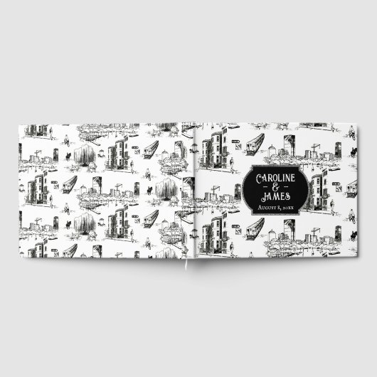 Boston Toile Personalized Weddenschap Book Gastenboek (Volledig)