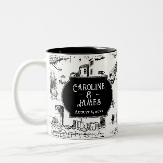 Boston Toile Personalized Wedding Date Mok (Links)