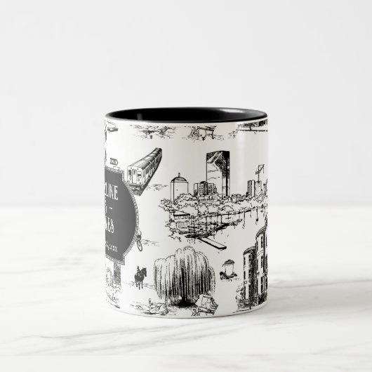 Boston Toile Personalized Wedding Date Mok (Center)