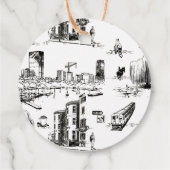 Boston Toile Personalized Wedding Favor Label (Achterkant)