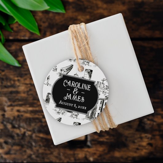 Boston Toile Personalized Wedding Favor Label