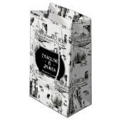 Boston Toile Personalized Wedding Gift Bag Klein Cadeauzakje (Voorkant Gekanteld)