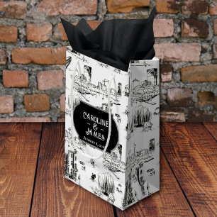 Boston Toile Personalized Wedding Gift Bag Klein Cadeauzakje