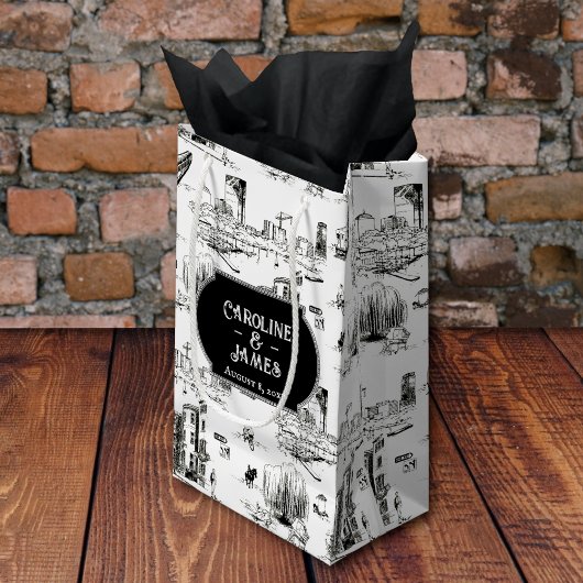 Boston Toile Personalized Wedding Gift Bag Klein Cadeauzakje