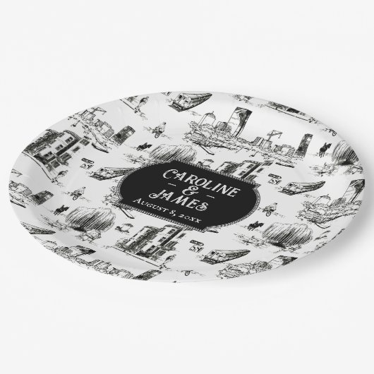 Boston Toile Personalized Wedding Paper Bord (Gekanteld)