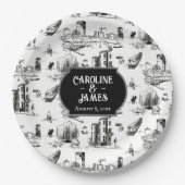Boston Toile Personalized Wedding Paper Bord (Voorkant)