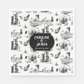 Boston Toile Personalized Wedding Paper Napkins Servet (Voorkant)