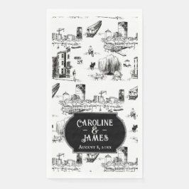 Boston Toile Personalized Wedding Paper Towelks Servet