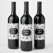 Boston Toile Personalized WeddingDate Bottle Label Wijn Etiket (Flessen)