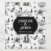 Boston Toile Personalized WeddingDate Bottle Label Wijn Etiket (Enkel label)