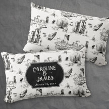 Boston Toile Personalized WeddingDate Sierkussen