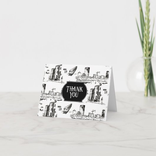 Boston Toile Persoonlijke Dank u Kaart (Voorkant)
