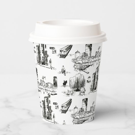 Boston Toile Persoonlijke Weddenschap Cup Papieren Bekers (Achterkant)