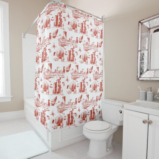 Boston Toile Red Douchegordijn (In situ)