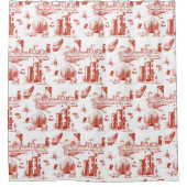 Boston Toile Red Douchegordijn (Voorkant)