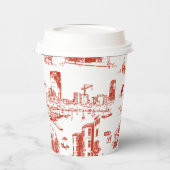 Boston Toile Red Papieren Bekers (Links)