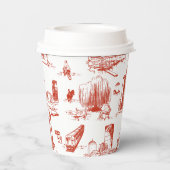 Boston Toile Red Papieren Bekers (Achterkant)