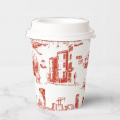 Boston Toile Red Papieren Bekers (Rechts)