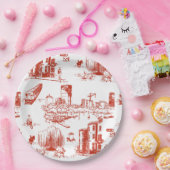 Boston Toile Red Papieren Bordje (Feest)