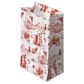 Boston Toile Rode Gift Bag Klein Cadeauzakje